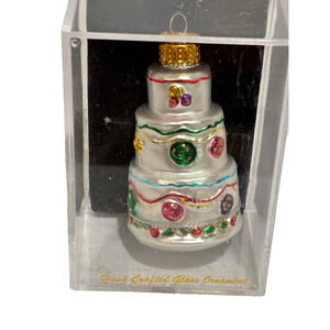 Vintage Trimmery Hand Crafted Glass Christmas Ornament Tiered Cake Design
